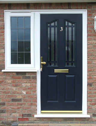 Doors – Blue Composite Door with Brass Hardware